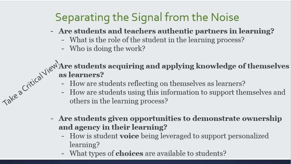 Separating the Signal from the Noise: a lens for personalized learning